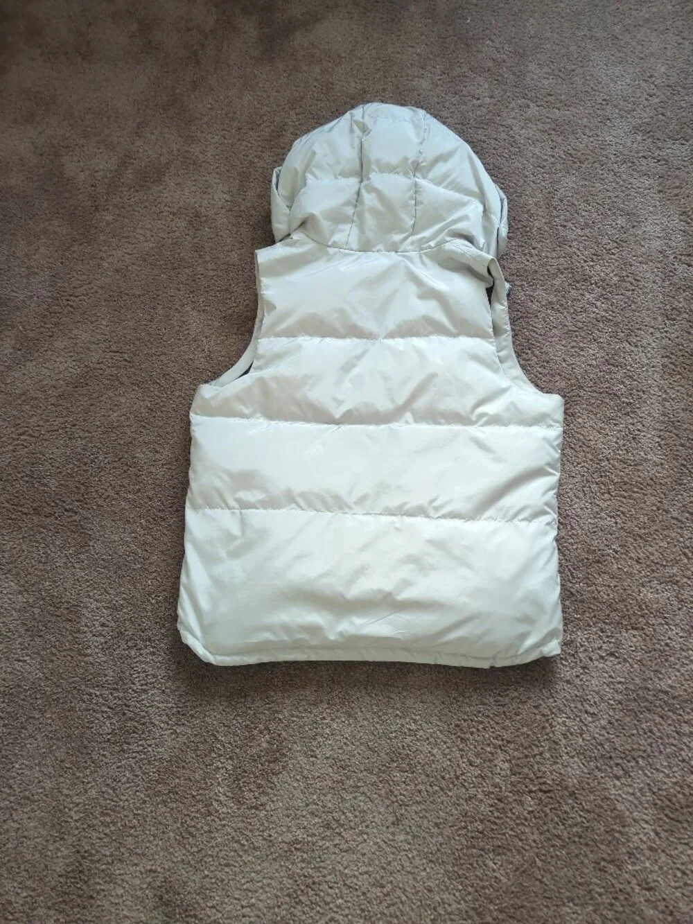 Coach Women's Large Hooded Duck Down Puffer Vest Eggshell Full Zip Logo Lined